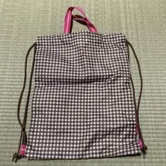 チェック柄 巾着　体操着袋