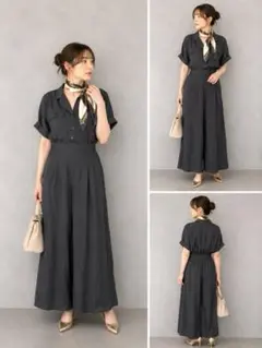 【オペークドットクリップ】洗練ブラック ジャンプスーツ Lサイズ 美品 大人服のサムネイル