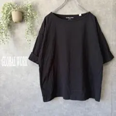 グローバルワーク Tシャツ カットソー 半袖【M】USAコットン100% 黒色のサムネイル