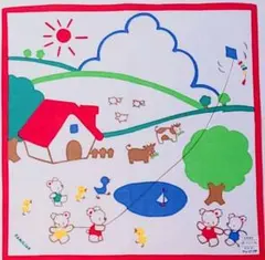 新品ファミリア昭和40年代製ロゴシール付familiarハンカチバンダナレトロ