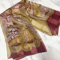 scapa スカーフ ペイズリー 90×90 大判 ブラウン系