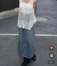 フロントスリットロングデニムスカート