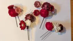 和装髪飾り 4点セット 赤 ピンク　卒業式　袴