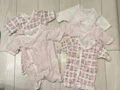 【美品】ベビー 肌着 50-60cm 5枚セットピンク系 花柄 ボーダー柄　ロゴ