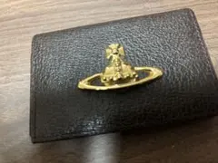 ブラウンレザー カードケース 金色装飾 vivienne westwood