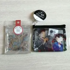 名探偵 コナン　ミニクリア ポーチ ＆ フレークシール drop peko