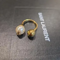 SAINT LAURENT パール リング ゴールド