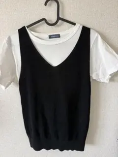 COLONY 2139 Ｔシャツ＋ニットベスト　ブラック×ホワイトのサムネイル