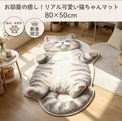 猫 マット 80×50cm リアル 可愛い ラグ 玄関マット カーペット 癒やし