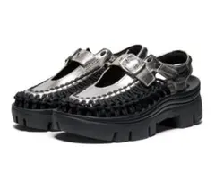 3度着用KEEN UNEEK サンダル メタリックシルバー ブラック24.0cm 3度着用KEEN UNEEK サンダル メタリックシルバー ブラック24.0cm