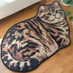 【新品】猫 デザインマット ネコラグ 猫柄 マルチマット キジトラ