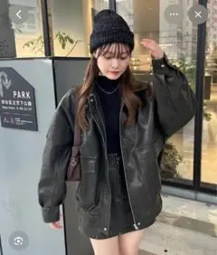 INGNI ブラックレザージャケット オーバーサイズ