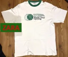 ZARA Tシャツ メンズ Sサイズ ホワイト グリーン プリント 半袖