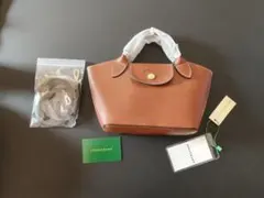 LONGCHAMP ブラウンレザーショルダーバッグ