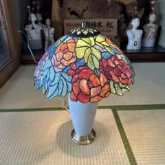 【レア】昭和レトロ　陶器製 ランプシェード/ナチュラルな図柄と癒しの灯り レア】昭和レトロ 陶器製 ランプシェード/ナチュラルな図柄と癒しの