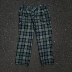 80s LACOSTE ウールチェックパンツ ブラックウォッチ 文字ワニ 日本製