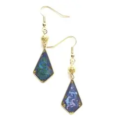 和風　ブルーグレーラメ　ドラゴン柄　ピアス