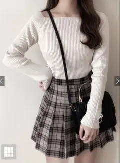 GRL スクエアネックリブニットトップス【ru072】