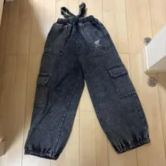 ダークデニム カーゴパンツ ゴム入り