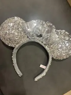 シルバー ミッキーマウス型カチューシャ