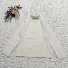 未使用＊LANDS'END　ウール混　タートルネックニット　長袖セーター　白　Ｍ