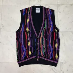 多色編み込み模様ニットベスト