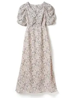 花柄バックリボンVネックワンピース[mc015]