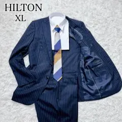 美品♡ HILTON ヒルトン 3peaceメンズスーツセット 5AB ネイビー 美品♡ HILTON ヒルトン 3peaceメンズスーツセット 5AB ネイビー
