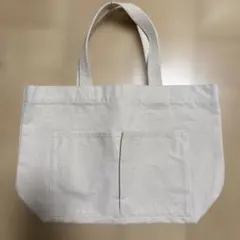 無印キャンバス トートバッグ 生成り 外ポケット付のサムネイル