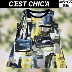 美品【値下げOK】C'EST CHIC'A アート柄タンクトップ 38 マルチ色