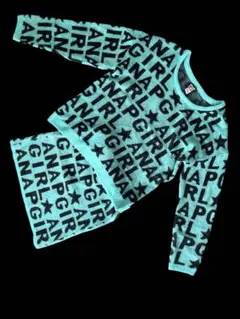 ターコイズ ロゴ入り ニットセットアップ