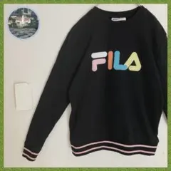 FILA 刺繍ワッペン ビッグロゴ リブライン フィラ スウェット トレーナー