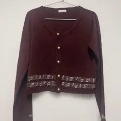 【美品】axes femme パール付音符刺繍カーディガン