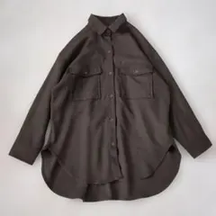 Simplicite CPOシャツジャケット ブラウン ゆったり