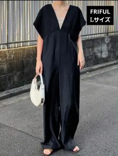 FRIFUL シャーリングオールインワン ギャザーオールインワン ᒪ ブラック