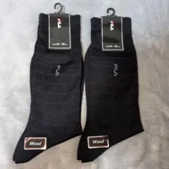 fukusuke FILA メンズソックス 2足セット ウール混 24-26cm