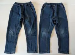 ジーンズ　デニム　ロング　パンツ　120　双子　キッズ　2着　ズボンのサムネイル