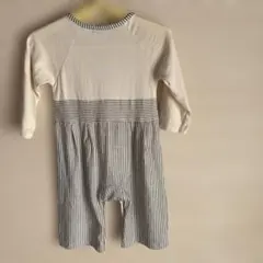 アイボリー ストライプ ラグランロンパース
