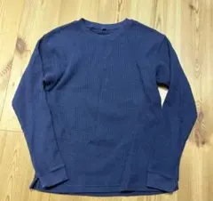 ユニクロネイビー 長袖カットソー ワッフル生地150