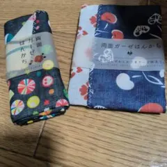 両面ガーゼはんかち 2枚セット くろちくのサムネイル