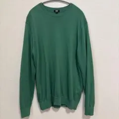 UNIQLO ウォッシャブルコットンクルーネックセーター グリーン メンズ L