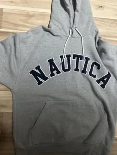 NAUTICA アーチロゴ スウェットパーカー グレーXL