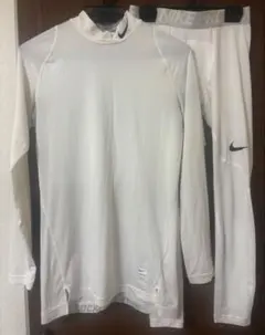 ⑩良好USEDナイキNikePro combatホワイト長袖シャツ&タイツS