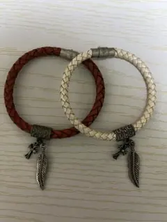 編み込みレザー ブレスレット 2個セット