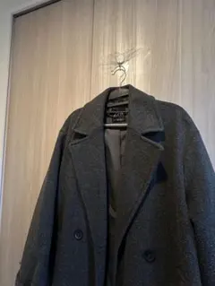 グレー ウール混紡 ダブルブレストコート