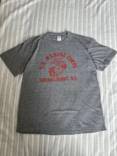 70's USMC 油性プリント Teeシャツ バインダーネック 裾袖共シングル