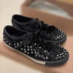 【ash】スタッズ+スパンコール黒スニーカー/37【美品/Y2K】