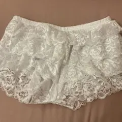 ホワイト M ペチパンツ レース ペチコート　見せパン