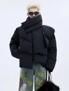 2way 変形ギミックダウンジャケット　ブラック　マフラー仕様　archive