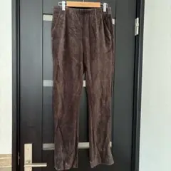 ブラウン コーデュロイ スリムフィット パンツ　すそスリット レギンス